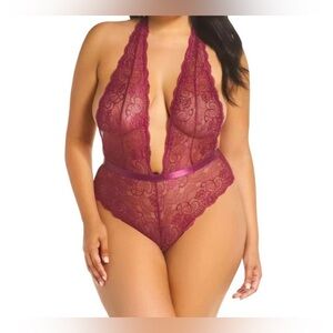Woman’s sexy sleep wear , Lace Bodysuit in Deep Fuchsia pink/purple xl